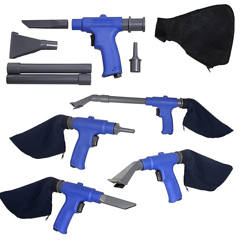 Le Lematec AS119 Pneumatic Vacuum Dual Function Shop Air Vacuum and Air Blow Gun with 6 Attachments (AS119)