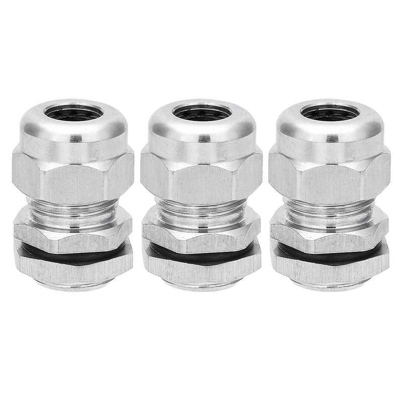 uxcell Cable Gland PG9 Stainless Steel Waterproof Cable Glands Joints Adjustable Connector for 4mm-8mm Dia Cable, Pack of 3