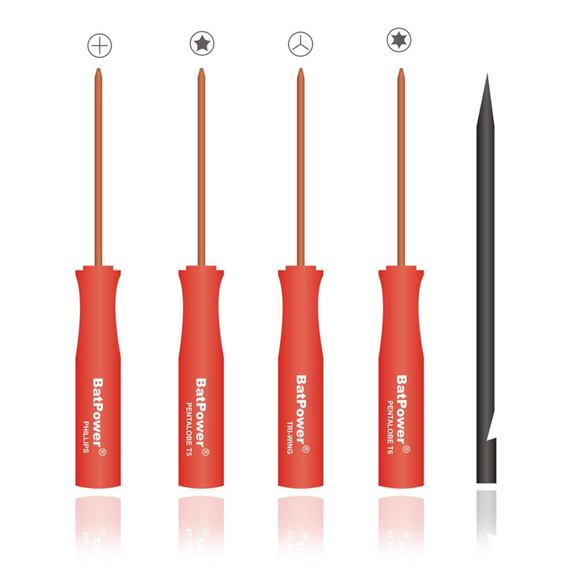 BatPower S2 Mac Laptop Screwdriver Set kit with Pentalobe 5 Pentalobe 6 Tri Wing Phillips Head and Helper Stick for Apple MacBook Pro/Air (All Version) KIT-5P