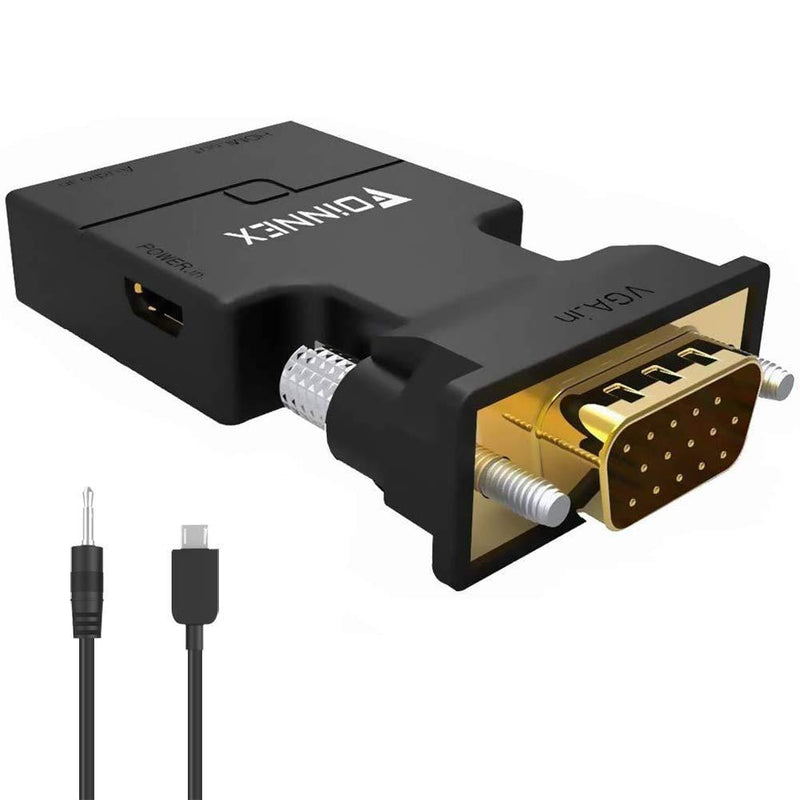 VGA to HDMI Adapter Converter with Audio,(PC VGA Source Output to TV/Monitor with HDMI Connector),FOINNEX Active Male VGA in Female HDMI 1080p Video Dongle adaptador for Computer,Laptop,Projector VGA-HDMI ADAPTER