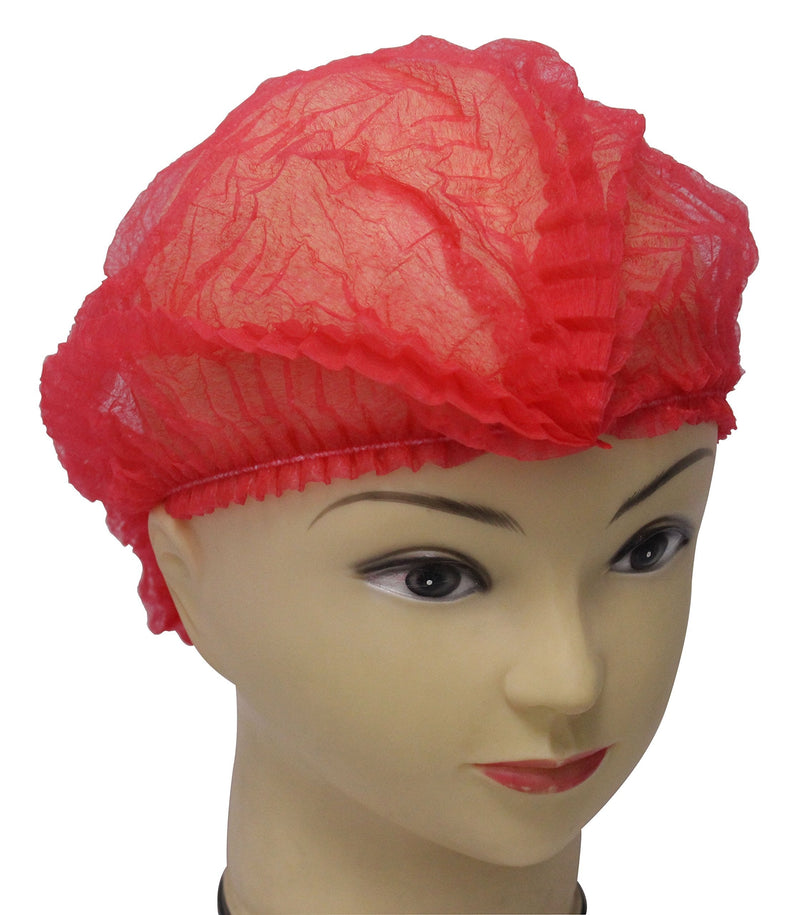 Yes!Fresh 100 Pieces Disposable Non-Woven Clip Caps Mop Caps Hairnets Head Cover, 21", with 6 Colors for You to Choose (Red) Red