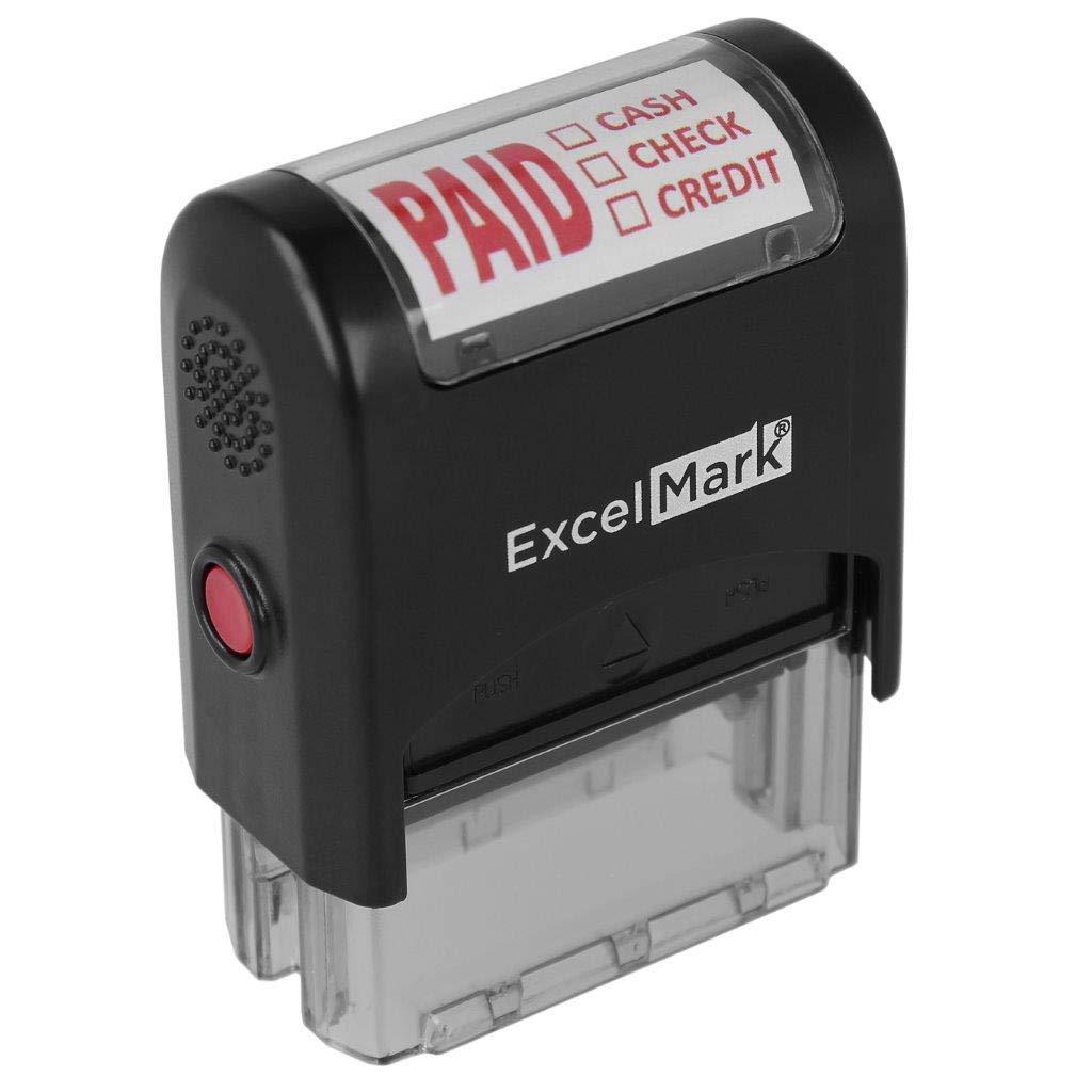 Paid Cash Check Credit - ExcelMark Self-Inking Rubber Stamp - A1539 Red Ink