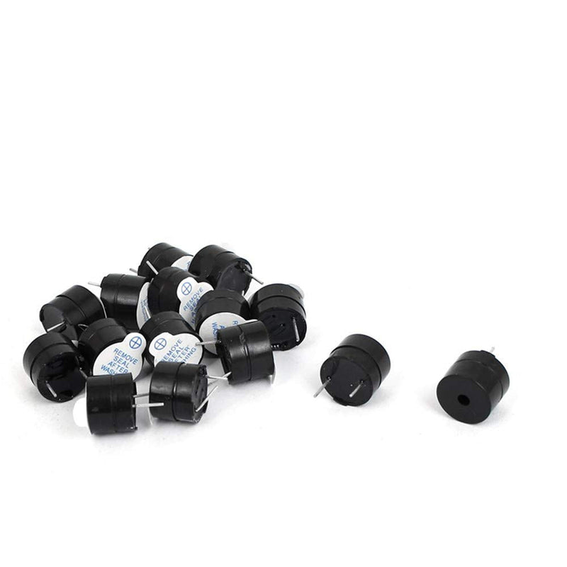 GFORTUN 15PCS Active Piezo Buzzer Alarm 12mm Dia DC 5V 2 Terminals Electronic Continuous Sound High Voice Industrial Sounder FPV Quad DIY