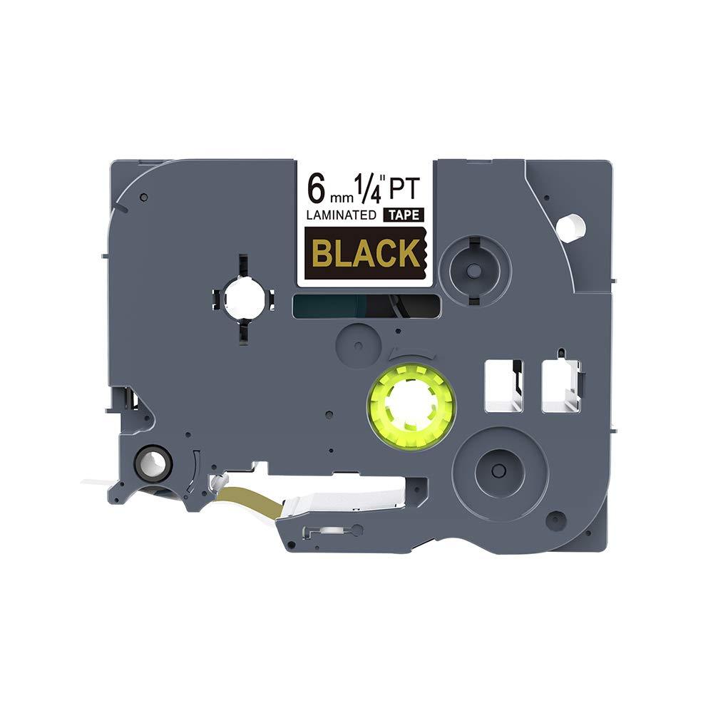 IDIK 1PK Gold on Black Standard Laminated Label Tape Compatible for Brother P-Touch TZe-314 TZ314 TZe314(6mm x 8m)