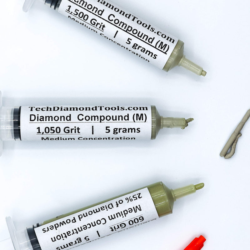 TechDiamondTools Kit of 3 Diamond Lapping Paste Polishing Compound 600 1050 1500 Grit Lapidary Paste for Rock Glass Metal Jewelry Resin Marble with 25% of Diamond Powder USA Made 1500 1050 600 grit