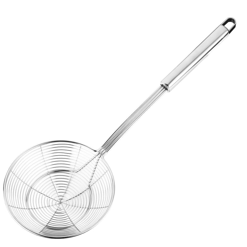 Hiware Solid Stainless Steel Spider Strainer Skimmer Ladle for Cooking and Frying, Kitchen Utensils Wire Strainer Pasta Strainer Spoon, 5.4 Inch 5.4-Inch