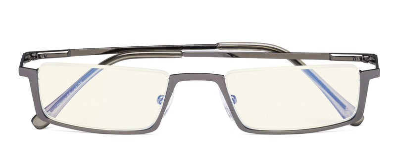 Blue Light Filter Glasses Men Women Reading Computer Half-rim Reader Eyeglasses Gunmetal 0.0 x