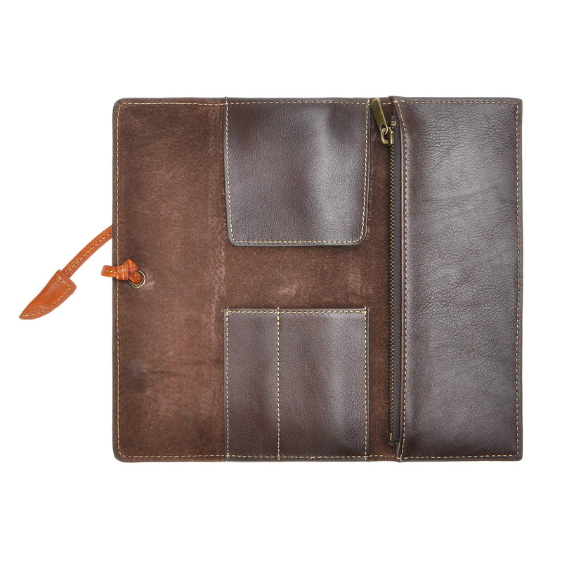 ZLYC Handmade Leather Pen Case Pencil Holder Soft Roll Wrap Bag Pouch Stationery Gift for Students, Coffee