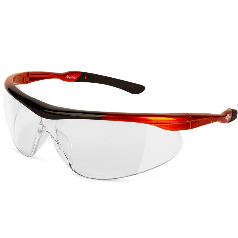 ToolFreak Agent Safety Glasses, Wraparound Lens, U6 UV and Impact Rating to ANSI z87.1, Pouch and Neck Cord Clear Lens