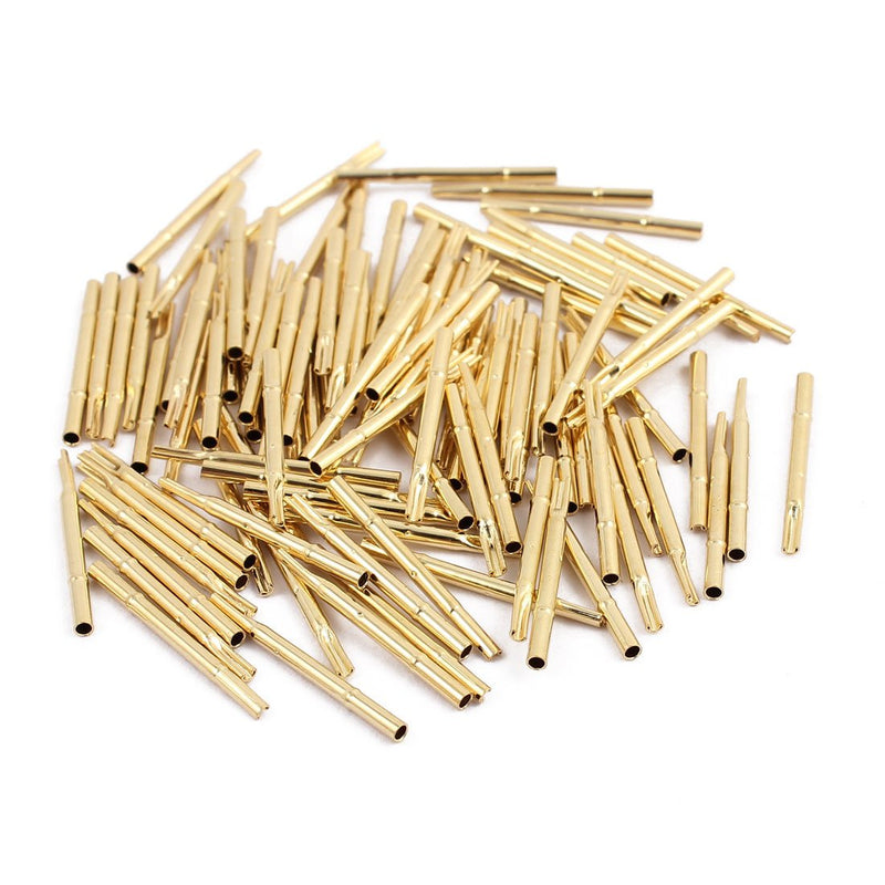 uxcell 100pcs R75-3S 1.3mm Dia 17.5mm Length Metal Test Probe Needle Cover Gold Plated
