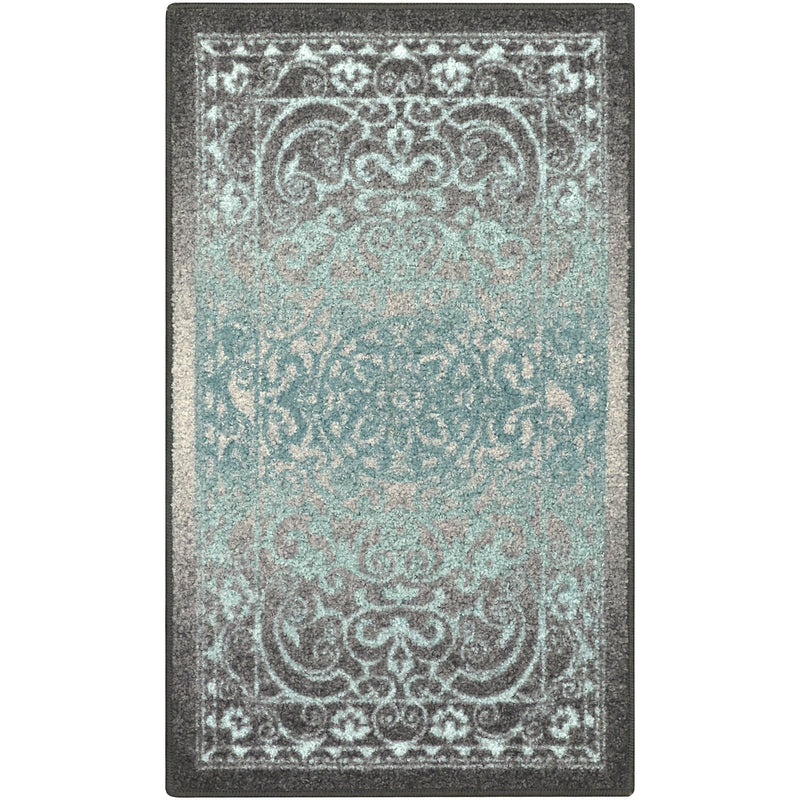 Maples Rugs Pelham Vintage Kitchen Rugs Non Skid Washable Accent Area Carpet [Made in USA], 1'8 x 2'10, Grey/Blue Blue/Grey