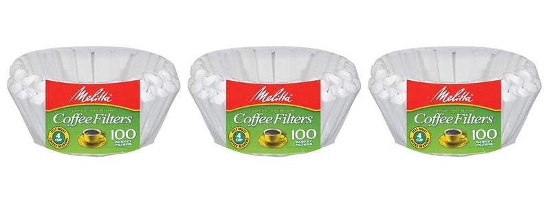 Melitta Junior Basket Coffee Filters White 100 Count (3 pack)
