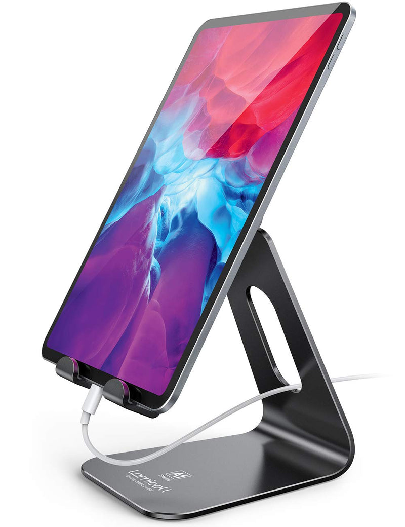 Tablet Stand Multi-Angle, Lamicall Tablet Holder: Desktop Adjustable Dock Cradle Compatible with Tablets Such As iPad Air Mini Pro, Phone 13 Pro 12 Mini 11 XS Max XR X 6 7 8 Plus (4 -13 inch) - Black