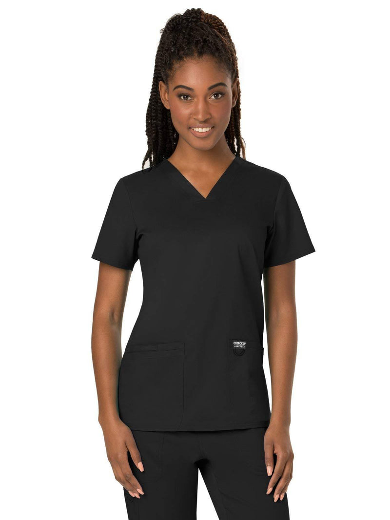 Cherokee Workwear Revolution Women's V-Neck Scrub Top XX-Small Black