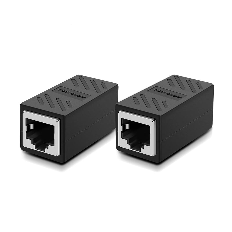 RJ45 Coupler Dingsun Female to Female Ethernet Coupler 2 Pack in-Line Coupler for Cat7 Cat6 Cat5 Cat5e Ethernet Cable Extender Adapter (Black) Black 2pcs