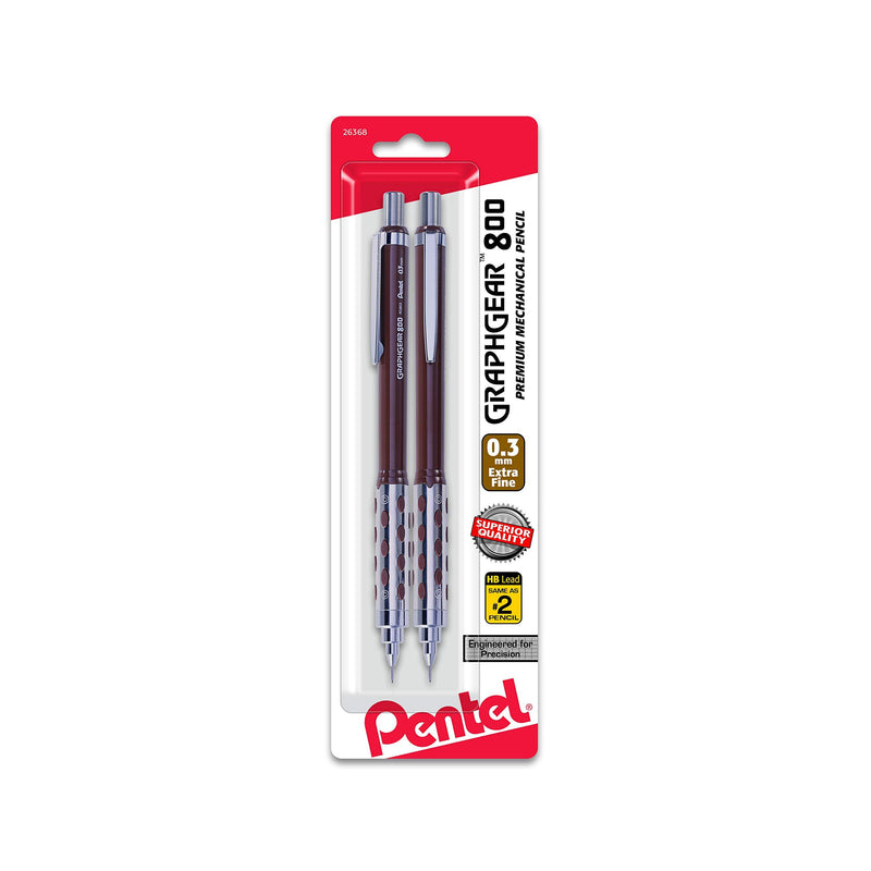 Pentel GraphGear800 Automatic Drafting Pencil (0.3mm) 2pk (PG803BP2) 0.3mm