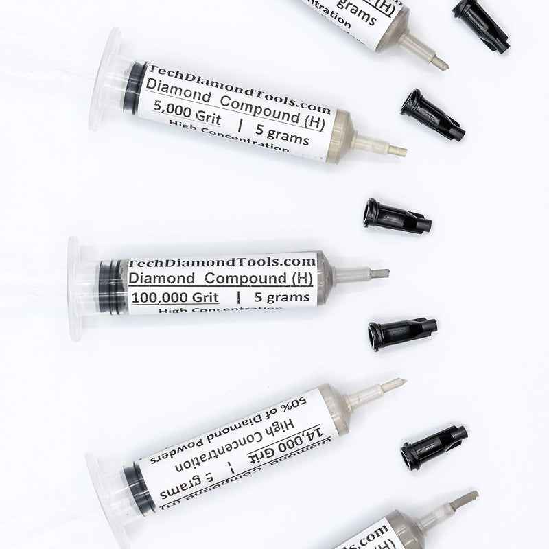 TechDiamondTools Set of 5 Diamond Compound Polishing Paste 5000 8000 14000 50000 100000 Grit for Marble Glass Metal Rock Jewelry Resin Silver Gemstone with High Concentration Diamond Powder USA Made 100000 50000 14000 8000 5000 grit