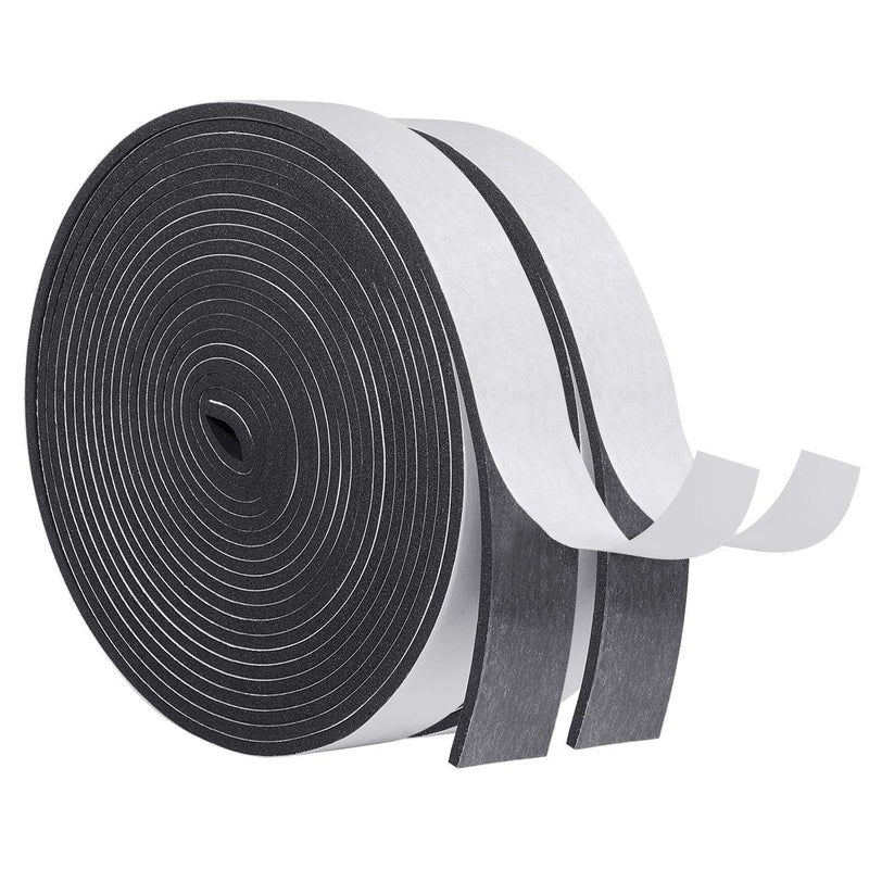 Foam Strips with Adhesive-2 Rolls, 1 Inch Wide X 1/8 Inch Thick High Density Soundproofing Door Insulation AC Unit Weather Seal Total 33 Feet Long(16.5ft x 2 Rolls) 1in * 1/8in * 33FT