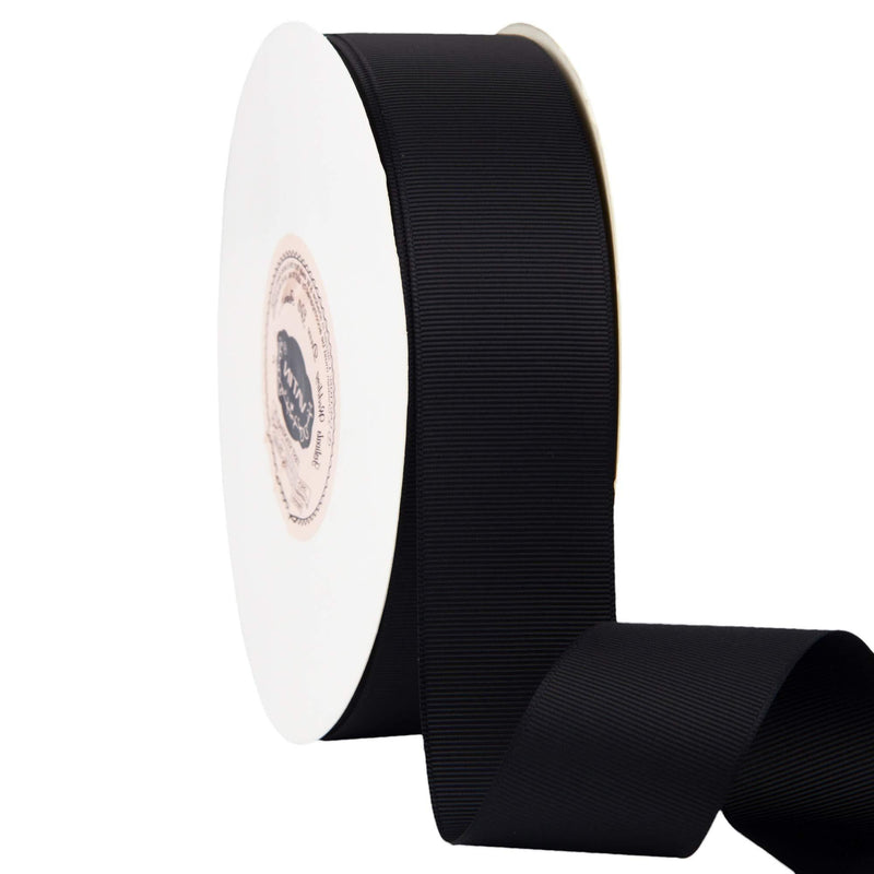 VATIN 1-1/2" Solid Black Grosgrain Ribbon Spool -50 Yards, Great for Sewing, Gift Wrapping, Hair Bows, Flower Arranging, Home Decorating 1-1/2" x 50 Yards
