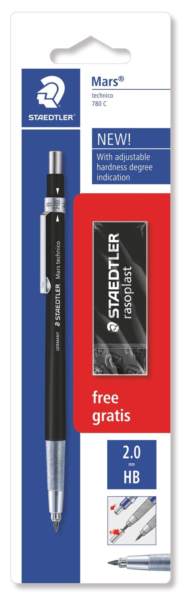 STAEDTLER 780 C BKP6 Mars Technico Mechanical Pencil with HB Lead and Eraser,Black