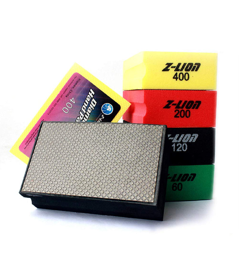 Z-Lion Electroplated Diamond Hand Polishing Pads Foam Back for Granite Marble Stone Glass Ceramic(4pcs/set) ZL1-4Pcs/Set 4 Pcs Set