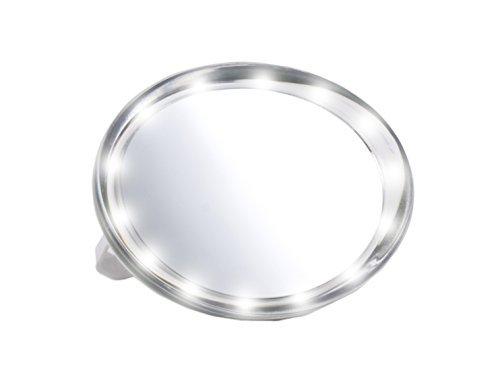 7" Oval LED Lighting Suction Mount Mirror - 5X Magnifying Vanity Makeup Mirror with 3-Point Super Suction, Battery Operated LED Lighting