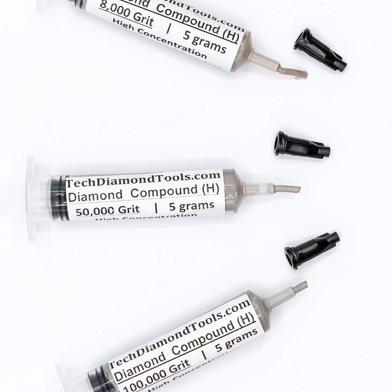 TechDiamondTools Kit of 3 Diamond Polishing Compound Polishing Paste 8000 50000 100000 Grit for Marble Glass Metal Rock Jewelry Resin Silver Gemstone with High Concentration of Diamond Powder USA Made 100000 50000 8000 grit