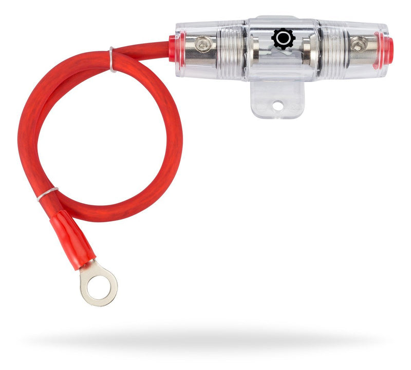 InstallGear 8 Gauge AWG 1ft Power Wire with 60A AGU Fuse Holder - 99.9% Oxygen-Free Copper 60A Fuse