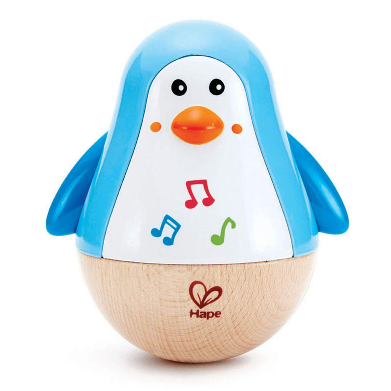 Hape Penguin Musical Wobbler | Colorful Wobbling Melody Penguin, Roly Poly Toy for Kids 6 Months+, Multicolor, 5'' x 2'' (E0331) Penguin Wobbler