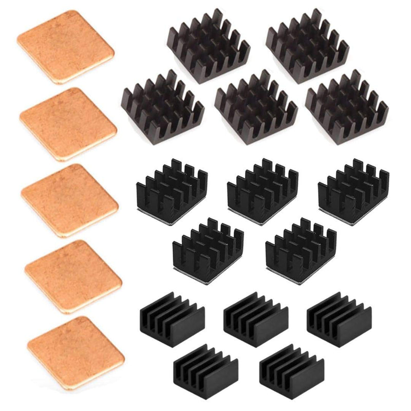 Easycargo 20pcs Raspberry Pi 4 Heatsink Kit Aluminum + Copper + 3M 8810 Thermal Conductive Adhesive Tape for Cooling Raspberry Pi 4 B, Raspberry Pi 3 B+