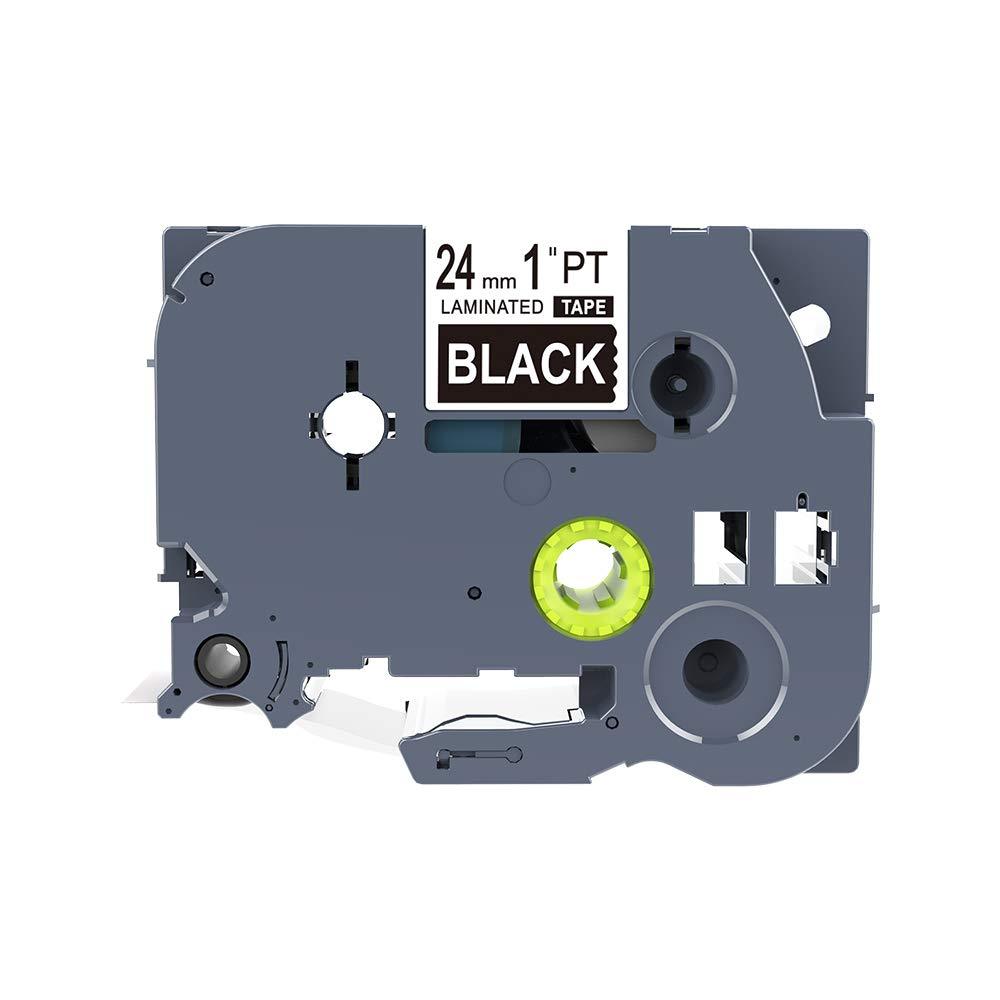 IDIK 1PK White on Black Standard Laminated Label Tape Compatible for Brother P-Touch TZe-355 TZ355 TZe355(24mm x 8m)