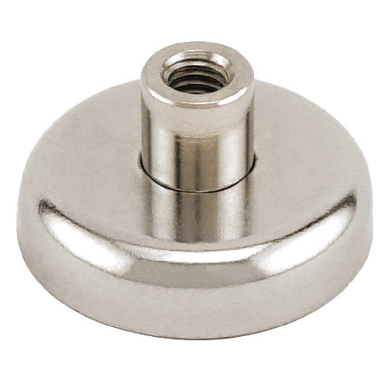 Master Magnetics NACF126X2 Retaining Magnet Threaded, Female, 1/4-20, Nickel Plated 75 lb. Hold, Neodymium Magnet, 1.26" Diameter, 0.69" Overall Height (Pack of 2)