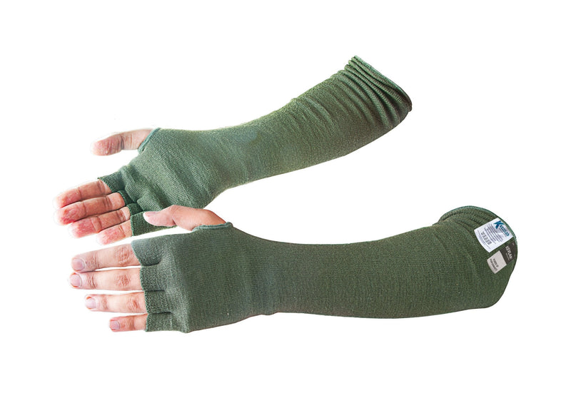 Kevlar Cut/Scratch/Heat Resistant Designer Arm Sleeves with Finger Openings - Sage Green 18 inches by Kezzled