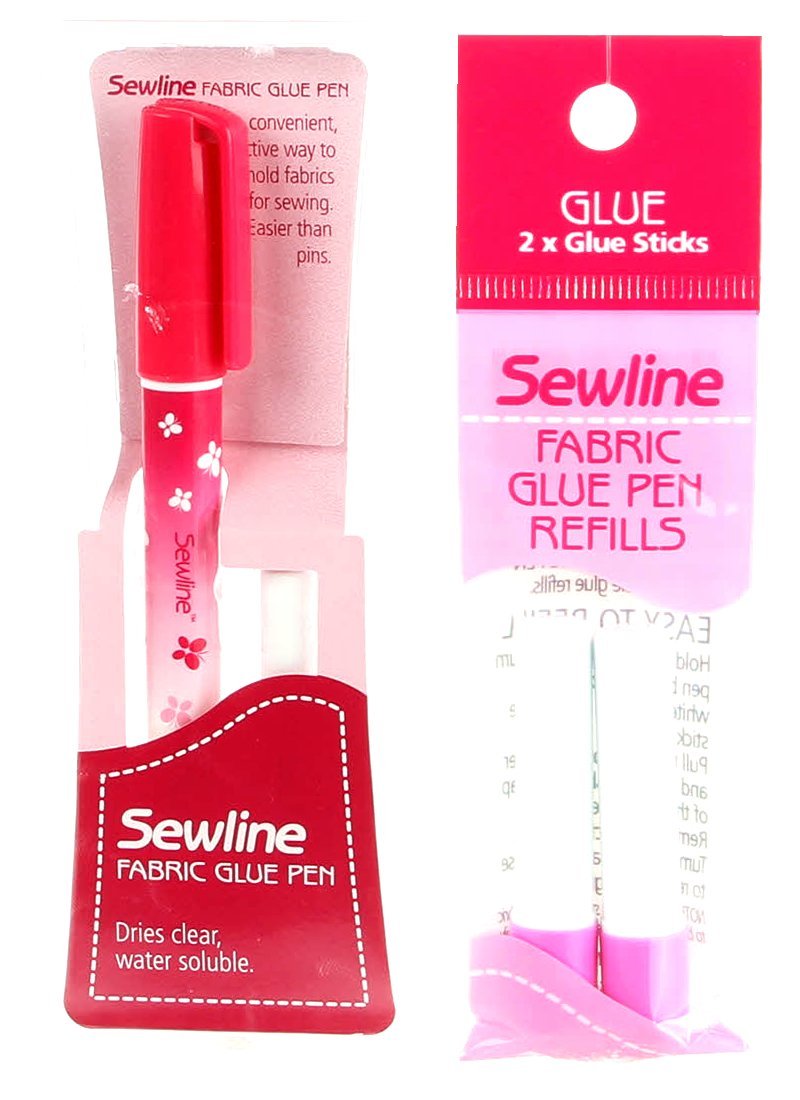 Bundle of Sewline Fabric Glue Pen(s) Blue, and Fabric Glue Pen Refill 2-Pack(s) Blue (1 Pen, 1 2-pack Refills) 1 Pen, 1 2-pack Refills