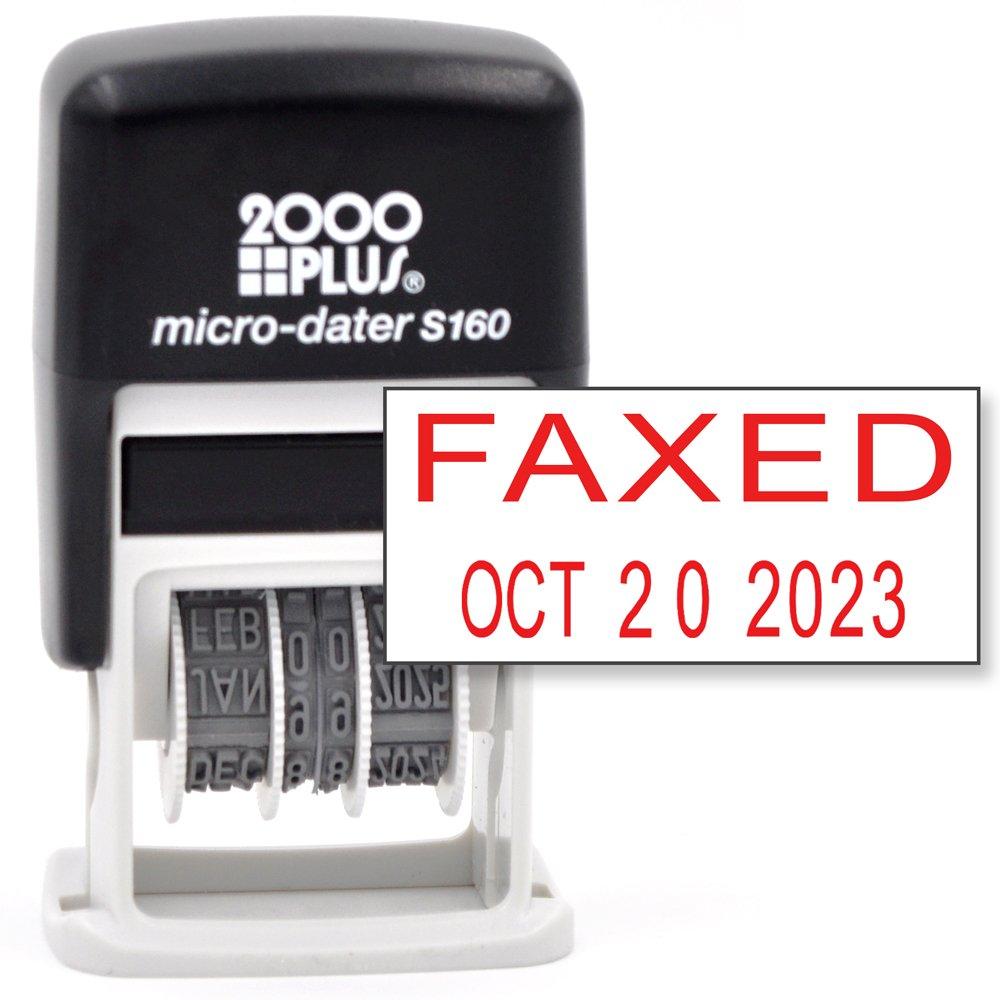 Cosco 2000 Plus Self-Inking Rubber Date Office Stamp with FAXED Phrase & Date - RED Ink (Micro-Dater 160), 12-Year Band