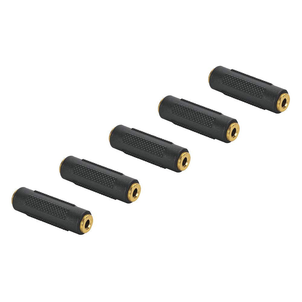 3.5mm F/F Stereo Coupler - 5 Pack Gold Plated 3.5mm Stereo Jack Female to Female Adapter Connectors