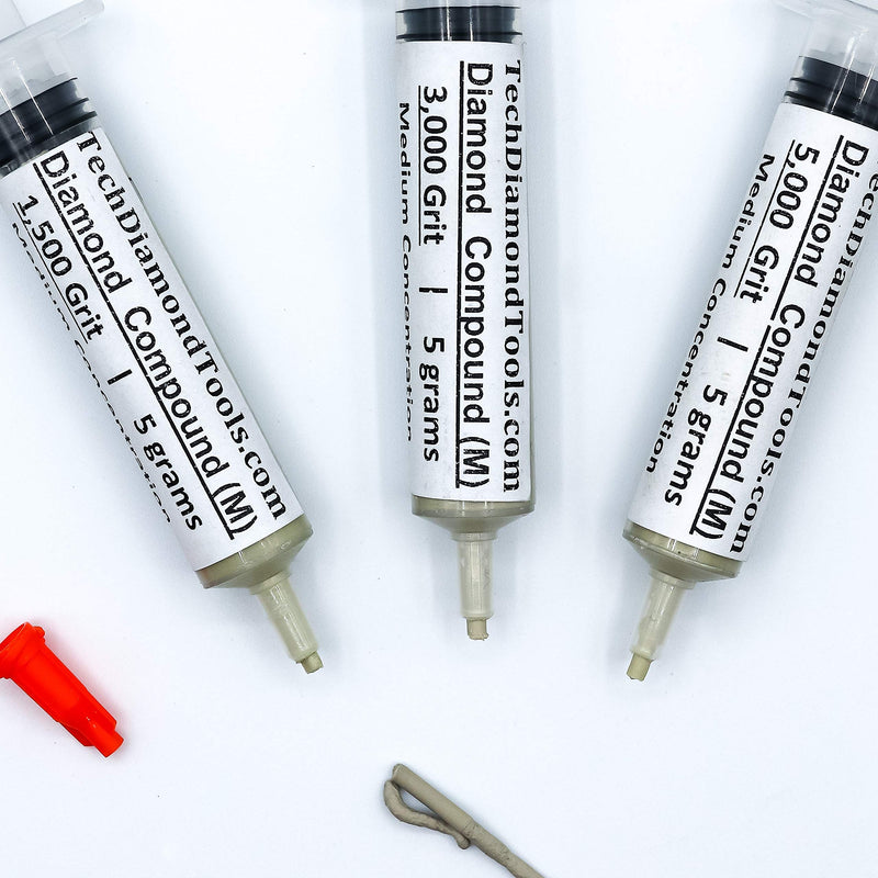 TechDiamondTools Kit of 3 Diamond Polishing Compound Polishing Paste 1500 3000 5000 Grit for Marble Glass Metal Rock Jewelry Resin Silver Gemstone with 25% of Diamond Powder USA Made 5000 3000 1500 grit