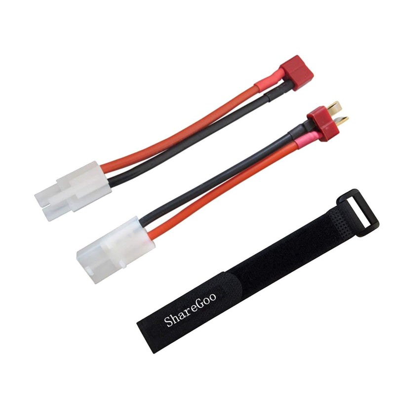 ShareGoo Big Tamiya Style Connector to Deans T Style Plug Cable Adapter for RC ESC Speed Controller ESC Lipo/NiMH Battery Charging with Battery Strap
