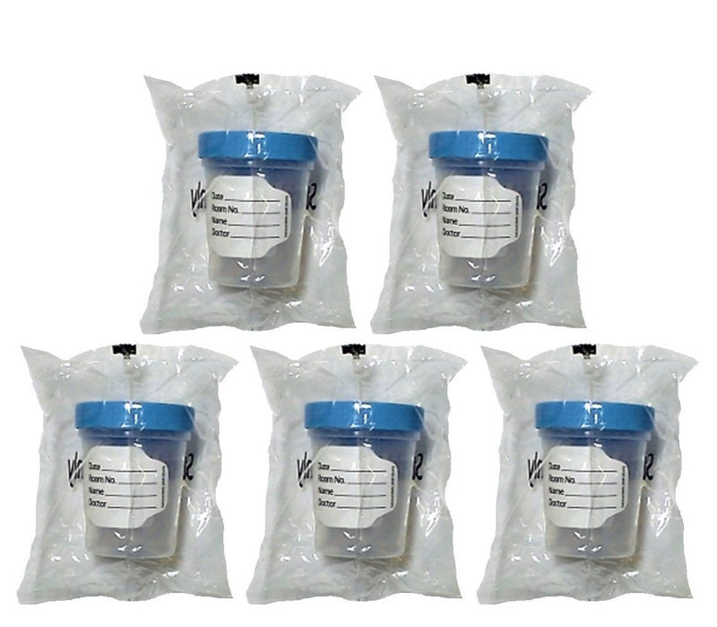 5 Pack of 4oz Sterile Specimen Cups with Leak Proof Screw On Lids - Individually Bagged – for Safe Sample Collection 5