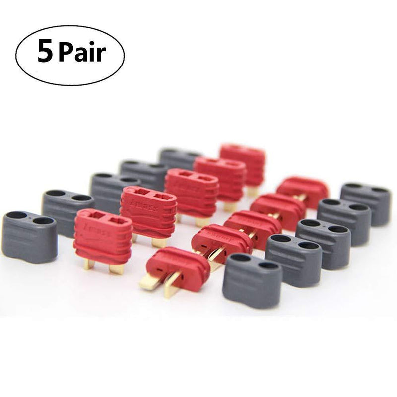 4 LEAF Updated T Plug Connectors Sheath Dean Style Power Plug for RC Battery ESC Motor Controller (5 Pais Male 5 Pairs Female)