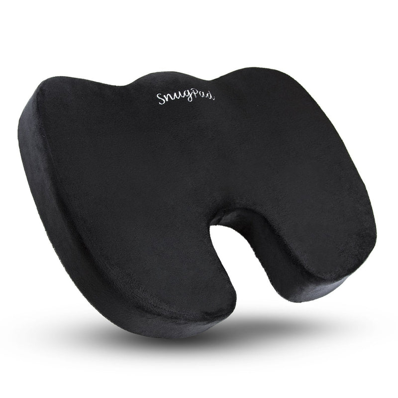 Upgraded-SnugPad Memory Foam Seat Cushion, for Sciatica, Back, Hip, and Tailbone Pain Relief, Firm Comfortable, Support for Office Chair, Wheelchair,Car. Nonslip Orthopedic Memory Foam Coccyx Cushion 1 Seat cushion Black