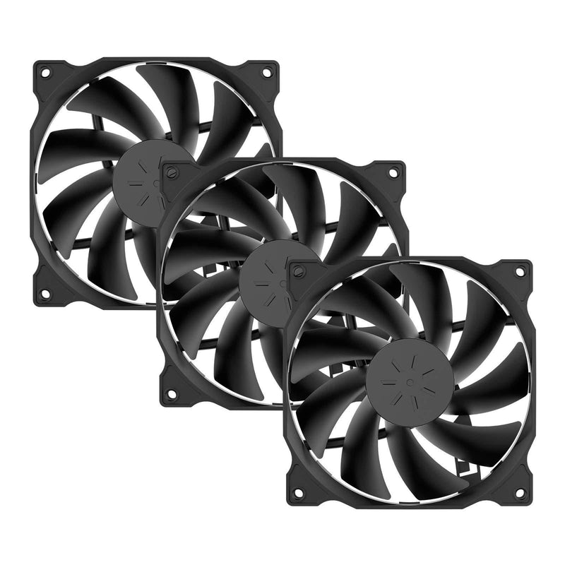 uphere 3-Pack Long Life Computer Case Fan 120mm Cooling Case Fan for Computer Cases Cooling,12BK3-3 3PIN Black 3-Pack 12BK3