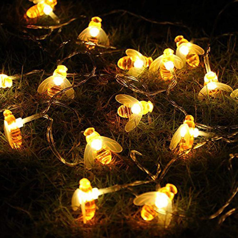 Honeybee Fairy String Lights, ER CHEN 10Ft 20 LED Honeybee Battery Power Led String Lights for Party, Wedding, Xmas, Decoration, Gardens, Patios, etc. Battery Powered