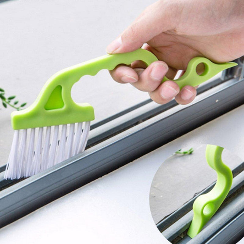 2pcs Hand-held Groove Gap Cleaning Tools Door Window Track Kitchen Cleaning Brushes(Green) Green