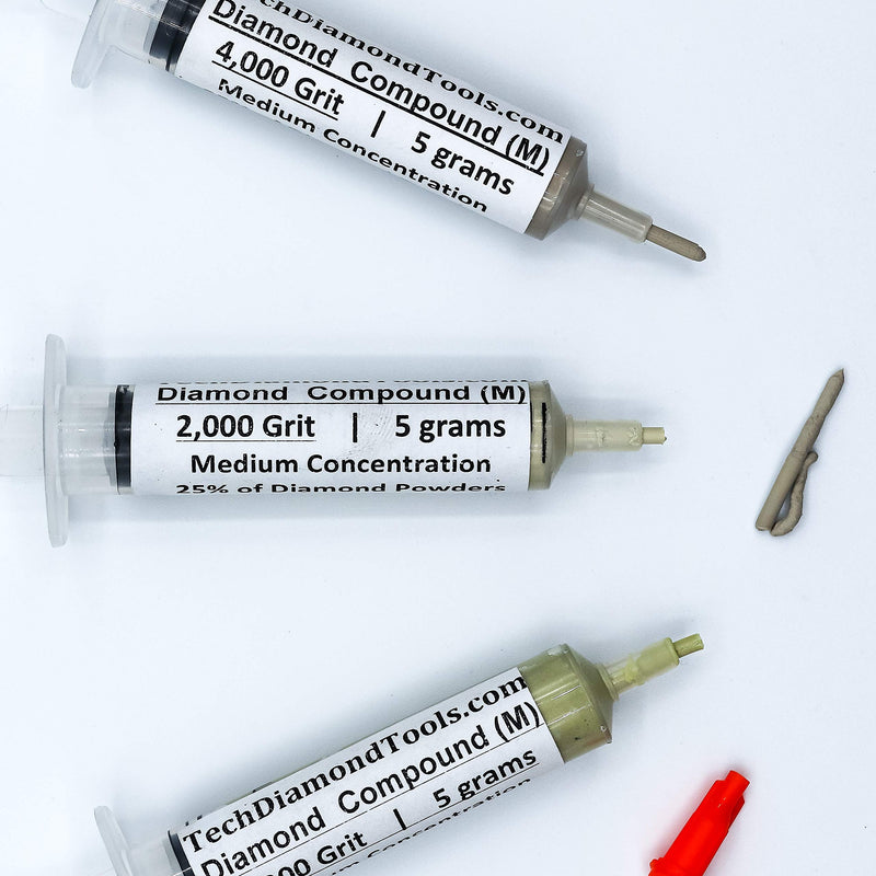TechDiamondTools Kit of 3 Diamond Polishing Compound Polishing Paste 1200 2000 4000 Grit for Marble Glass Metal Rock Jewelry Resin Silver Gemstone with 25% of Diamond Powder USA Made 4000 2000 1200 grit