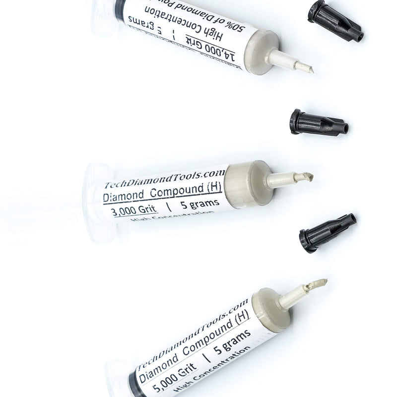 TechDiamondTools Kit of 3 Diamond Polishing Compound Polishing Paste 3000 5000 14000 Grit for Marble Glass Metal Rock Jewelry Resin Silver Gemstone with High Concentration of Diamond Powder USA Made 14000 5000 3000 grit