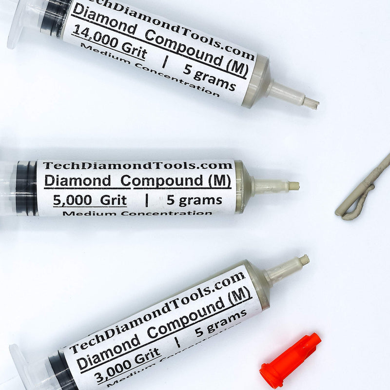 TechDiamondTools Kit of 3 Diamond Polishing Compound Polishing Paste 3000 5000 14000 Grit for Marble Glass Metal Rock Jewelry Resin Silver Gemstone with 25% of Diamond Powder USA Made 14000 5000 3000 grit