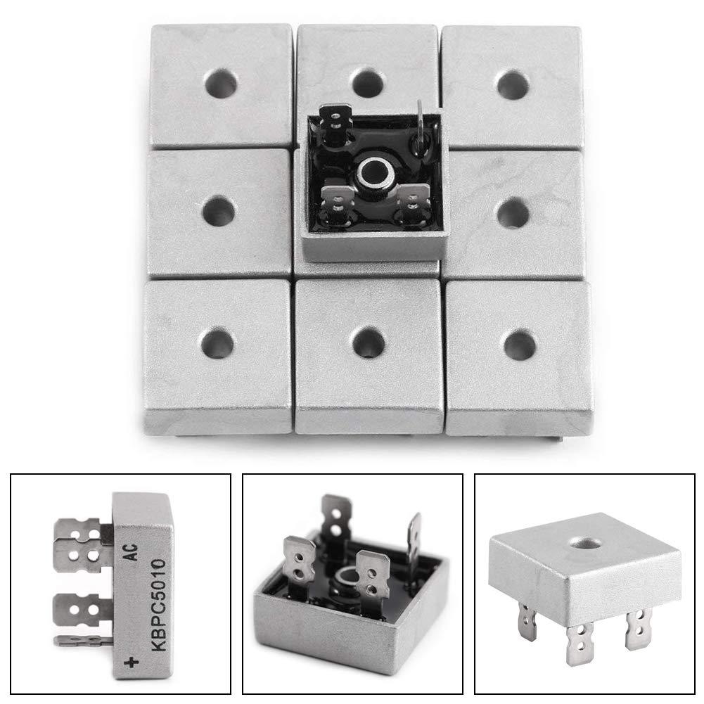 KBPC5010 50A 1000V High-power Metal Case Single Phase Diode Bridge Rectifiers, Pack of 10