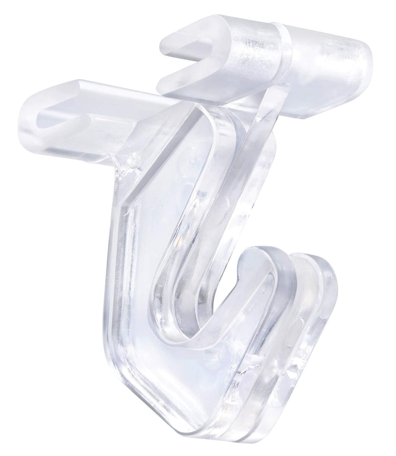 Pack of 100 - Crystal Clear Hinged Polycarbonate Ceiling Hooks for Drop-Ceiling T-Bars, Holds up to 15 lbs. 1"W x 1 Â½"H
