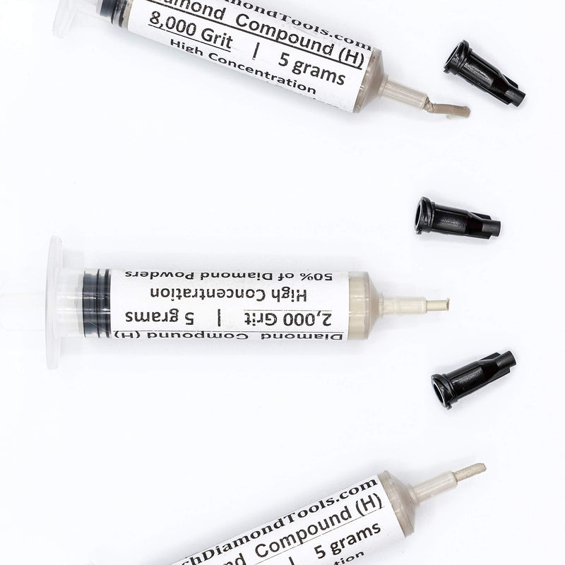 TechDiamondTools Kit of 3 Diamond Polishing Compound Polishing Paste 2000 4000 8000 Grit for Marble Glass Metal Rock Jewelry Resin Silver Gemstone with High Concentration of Diamond Powder USA Made 8000 4000 2000 grit